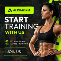 Modern Fitness Social Media Post - AlphaGym Square Flyer - Professional Workout Ad Publicação no Instagram template