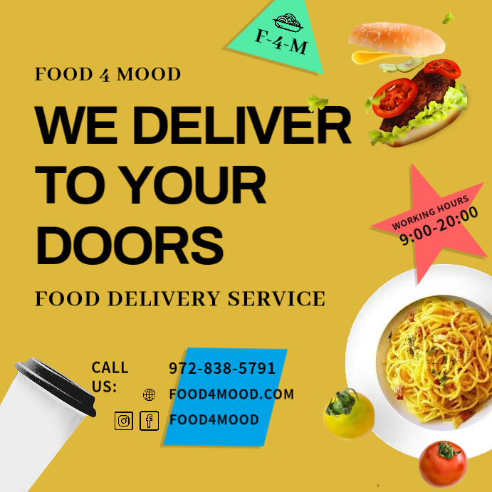 Modern Food Delivery Instagram Post Template | PosterMyWall