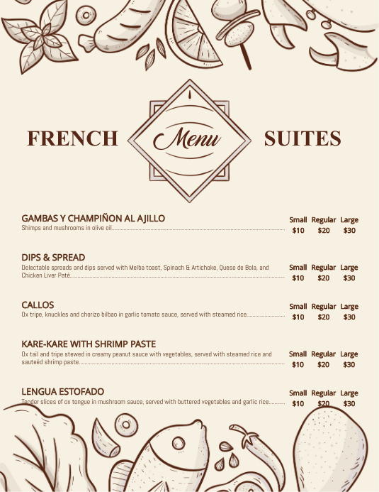 Modern French Bistro Menu Template PosterMyWall