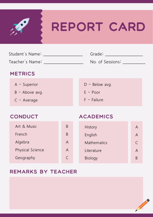 Report Card Color Modern Geometric Grey Report Card Template | PosterMyWall