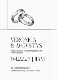 Modern Geometric Rings Wedding Invitation - Elegant White Marriage Instagram Story Ad A6 template