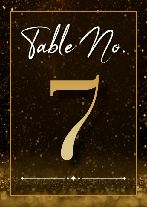 Modern Golden Glitter Wedding Table Number Template | PosterMyWall