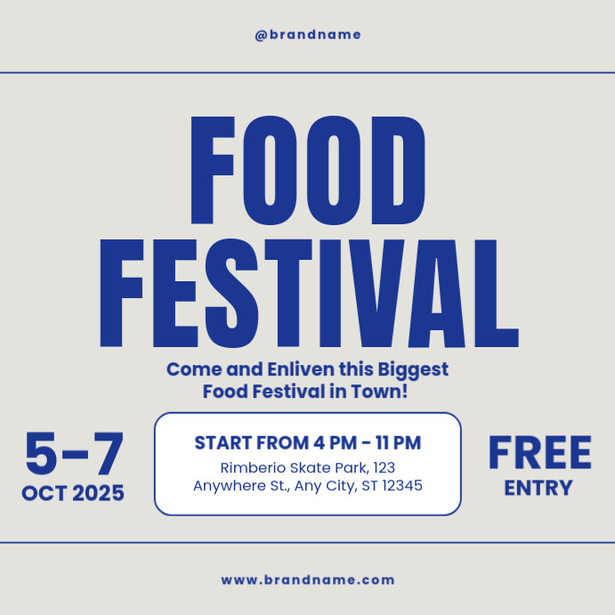 Modern Grey Blue Food Festival Event Promotional Instagram Post ...