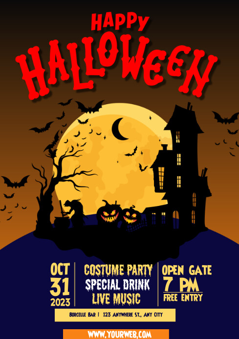 Modern  Happy Halloween Poster A2 template