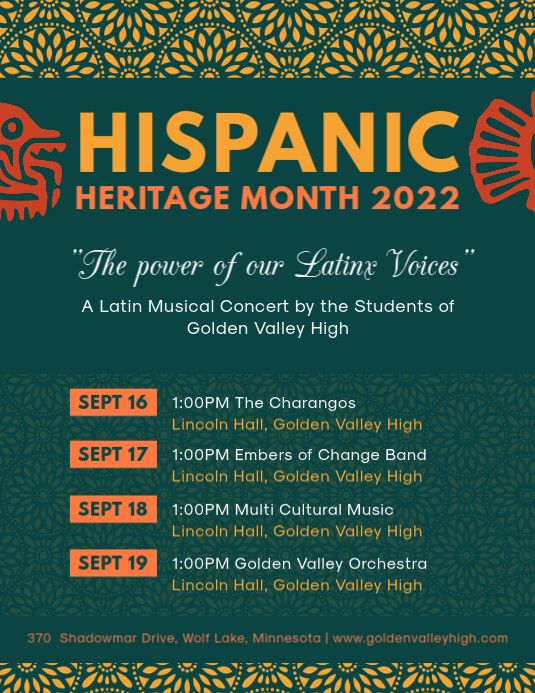 Green Hispanic Heritage Month Flyer Template PosterMyWall