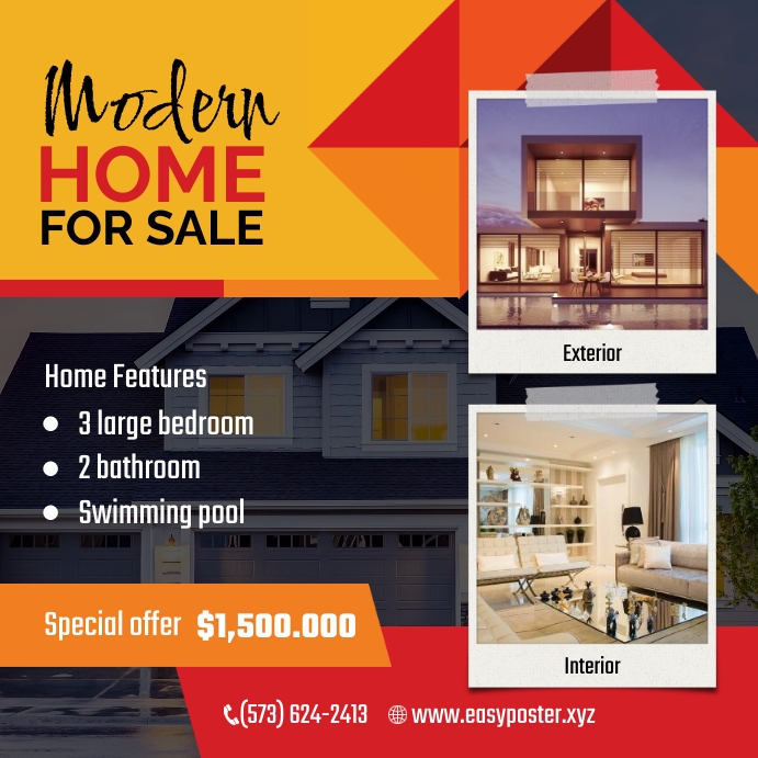 Modern Home For Sale Instagram Post Template | PosterMyWall