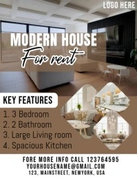 modern house for rent ad poster design Flyer (US Letter) template