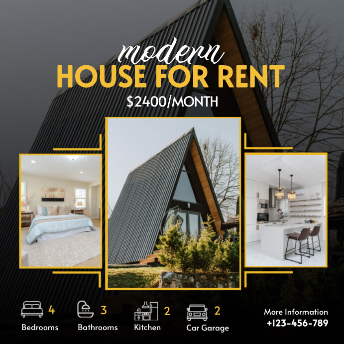 Modern House for Rent Instagram Post Templat | PosterMyWall