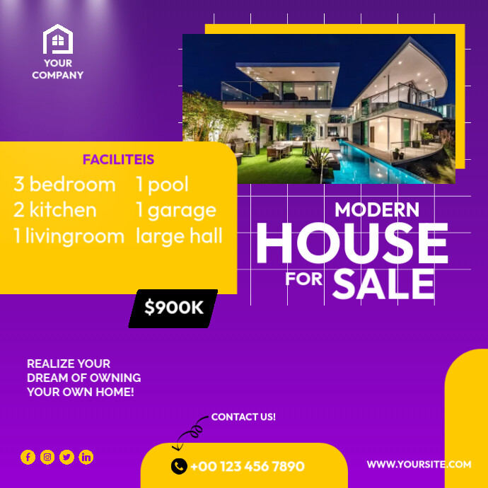 Modern house for sale Template PosterMyWall