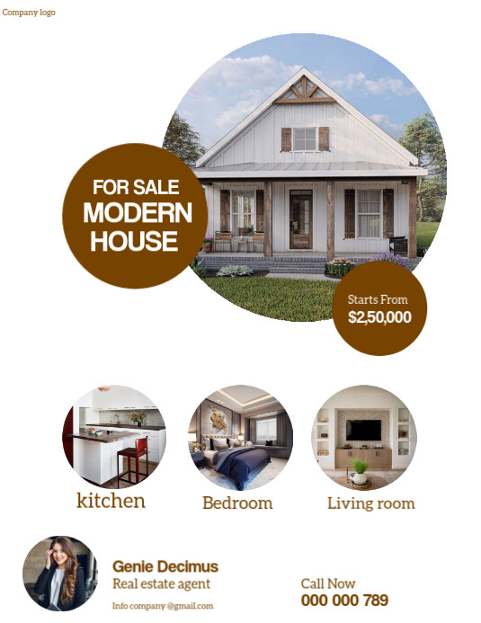 Modern house for sale Løbeseddel (US Letter) template