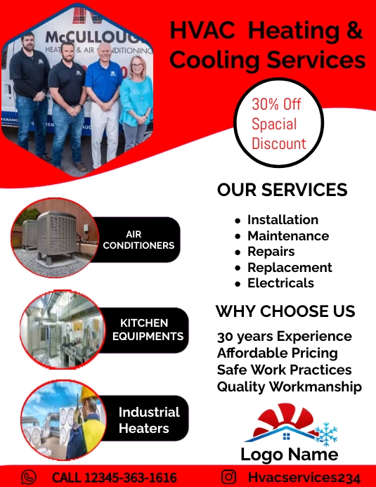 Modern HVAC Repair Technician Flyers Template PosterMyWall