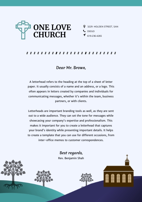 Modern Illustrated Church Letterhead Template | PosterMyWall