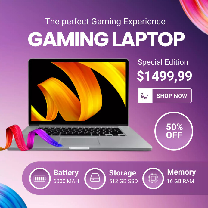 Examples Laptop Posts Gaming Laptop Promotion Template | PosterMyWall