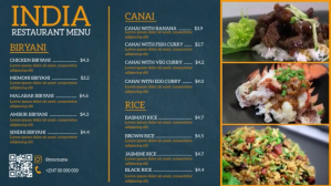 Blå Restaurant Menu Digital Display Template