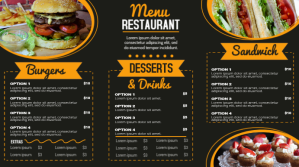 Black and Yellow Fast Food Digital Menu Display template