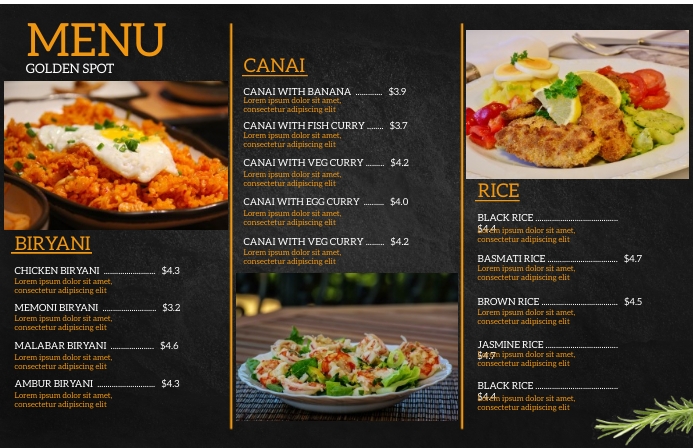 Modern menu 小报 template