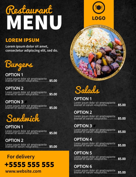 Restaurant Food Menu Sample