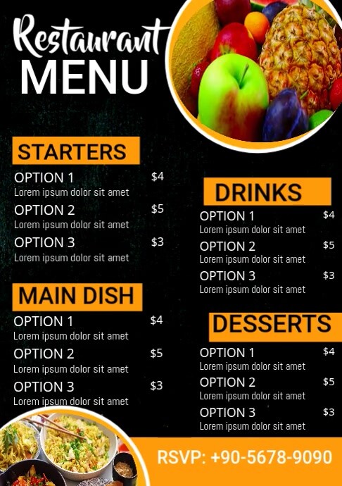 Modern Menu Template A4