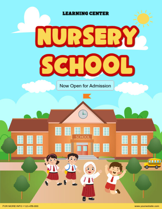 modern minimal and illustrative nursery school admission flyer Template ...
