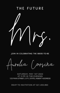 modern minimal black and white bridal shower Half Page Wide template