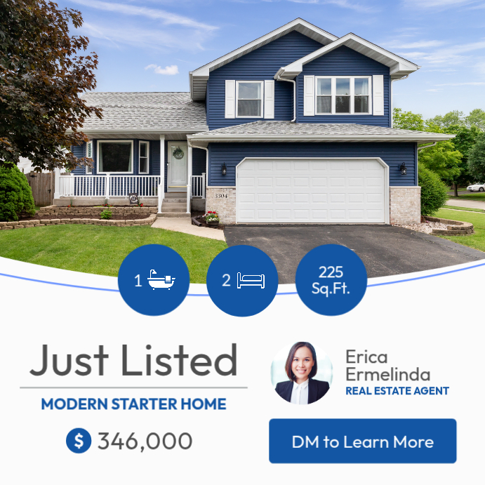 Copy of Modern Minimal Blue and White Just Listed Real Estate ...