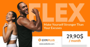 Modern Minimal Gym Fitness advertisement oran Facebook-annonce template