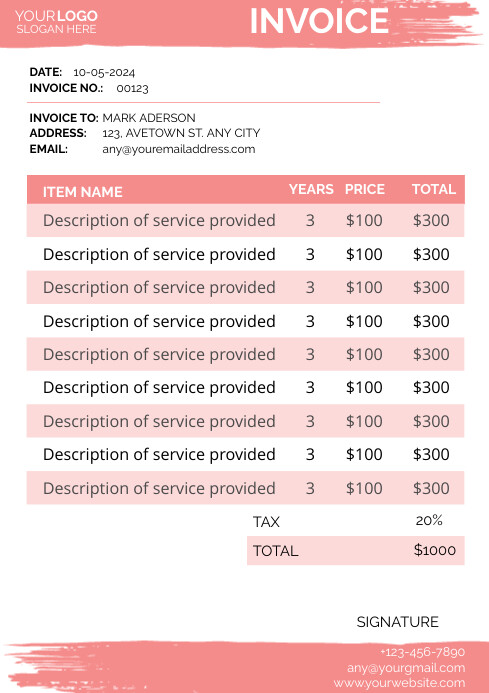 Modern Minimal Invoice A4 template
