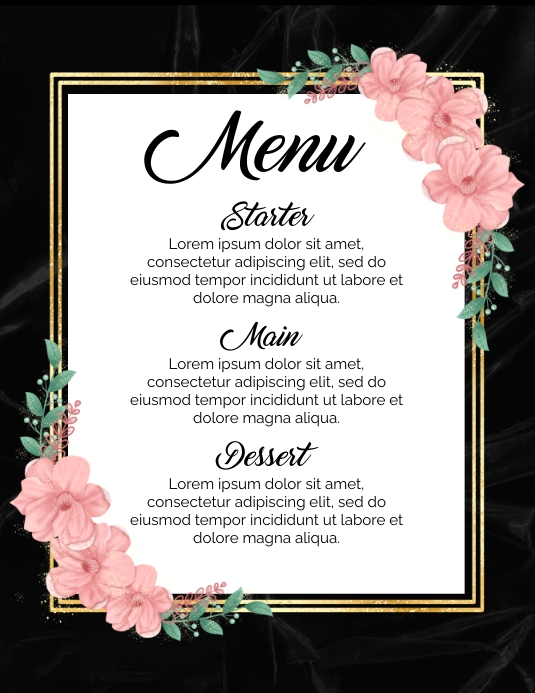Modern minimal menu design template Flyer (US Letter)