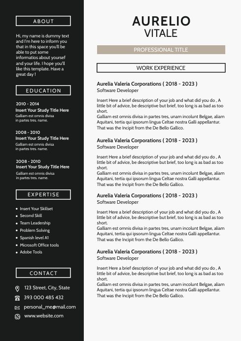 Cv Text modern minimal only text cv resume corporate Template | PosterMyWall