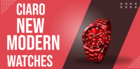 Rød Modern Minimal watches event brite banner Eventbrite-banner Template