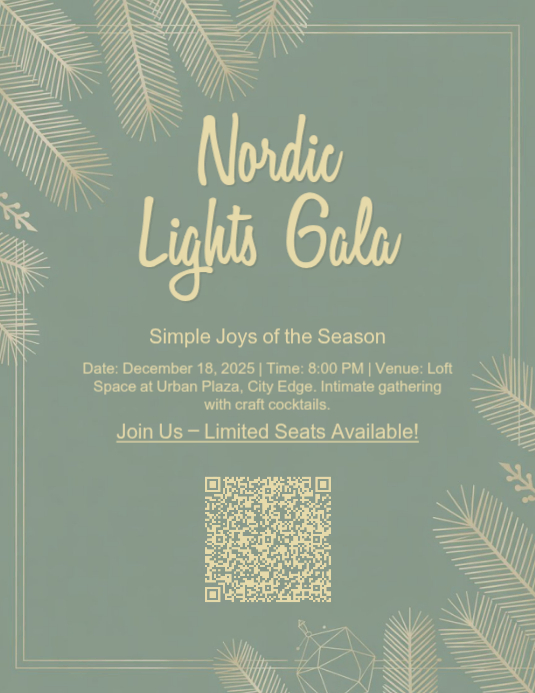 Modern Minimalist Christmas Gala Flyer 2025 - Sleek Holiday Design Iflaya (Incwadi ye-US) template