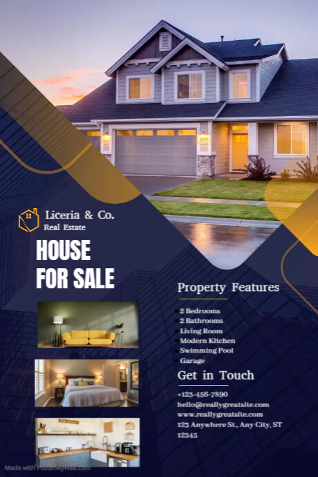 Modern Minimalist Modern House For Sale Flyer Cartaz template