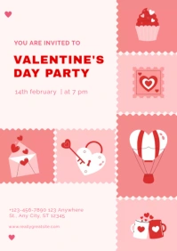 Modern Minimalist Pink Red Valentine's Day Pa A2 template
