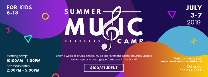Modern Music Summer Camp Banner Template Postermywall