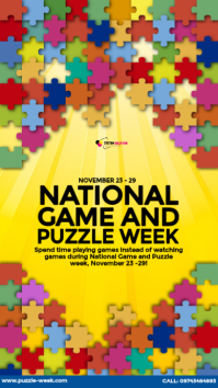Yellow National Game and Puzzle Week Instagram Story Template