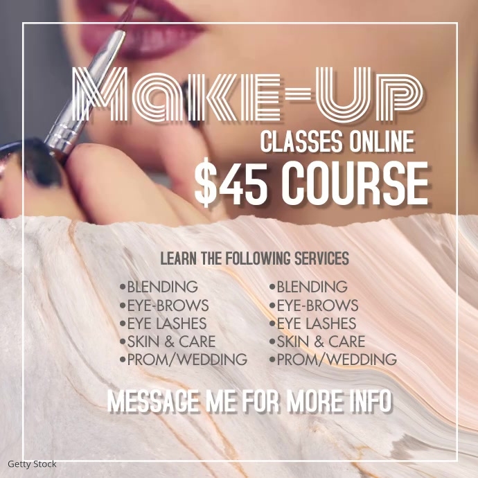 Makeup Course Post Design Modern Online Makeup Courses Social Media Ad Template | PosterMyWall