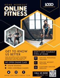 Modern Orange Online Fitness Program Flyer Volante (Carta US) template