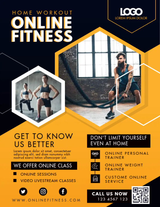Modern Orange Online Fitness Program Flyer Template PosterMyWall Modern Orange Online Fitness Program Flyer Template PosterMyWall