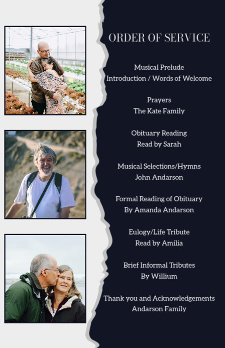 Modern order of service Meia página larga template