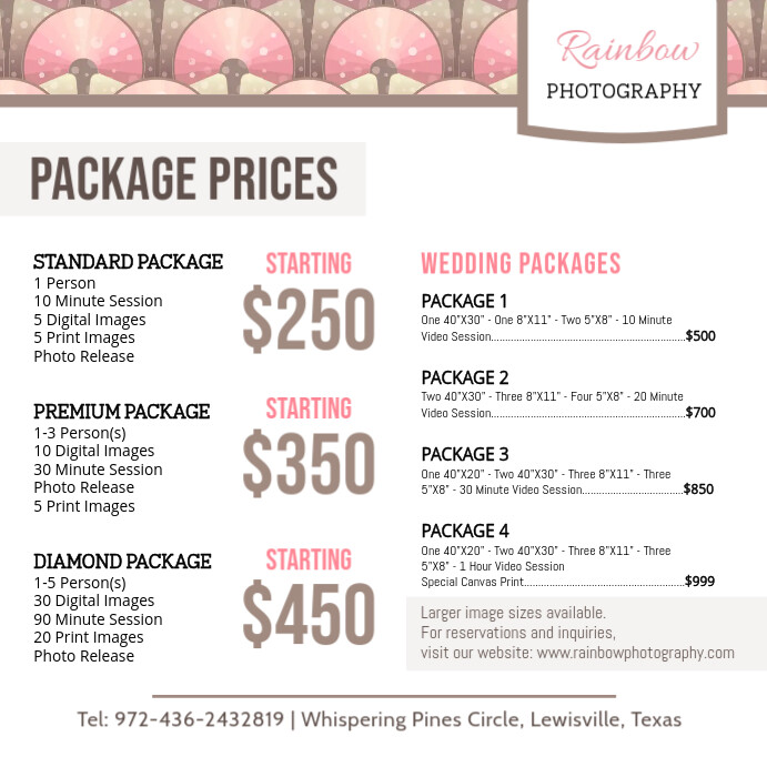 Copy of Modern Photographer Price List Design PosterMyWall