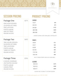 Modern Photographer Price List Template