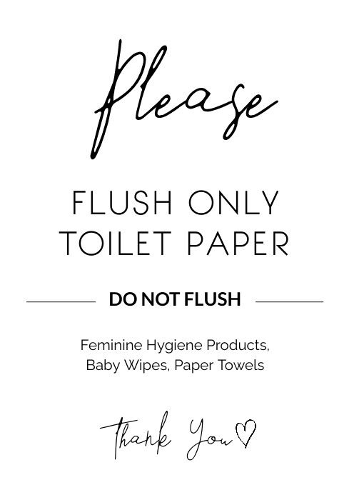 Flush Toilet Paper Only Sign