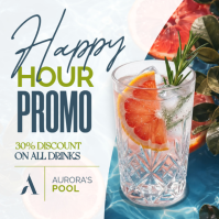 Modern Poolside Happy Hour Story - Gin & Fruit Tropical Cocktail Happy Hour Party Advertising Instagram Post template