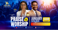 Niebieski Praise and Worship Event Gedeelde afbeelding op Facebook Template