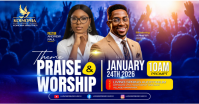 สีน้ำเงิน Praise and Worship Service Facebook Shared Image Template