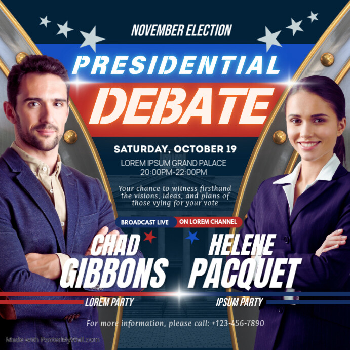 Debate Post Layout Modern Presidential Debate Instagram Post Template | PosterMyWall