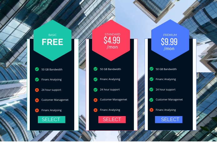 Modern Price Table Templates A4