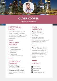 Modern Project Manager Resume Template Postermywall