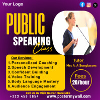 Пурпурный Public Speaking Class Instagram Post Template