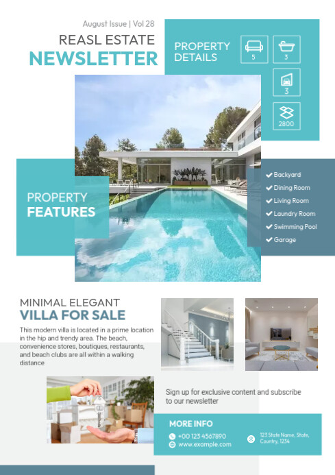 Plantilla de Modern Real Estate Newsletter Template | PosterMyWall